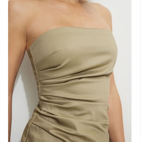 Dynamite Tube Top Gathered Women's Size XL Tan Khaki Twill Fitted NWT - Picture 12 of 12